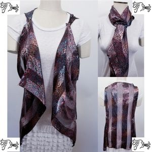 Red Gray Animal Print Vest Wrap Shawl Scarf
